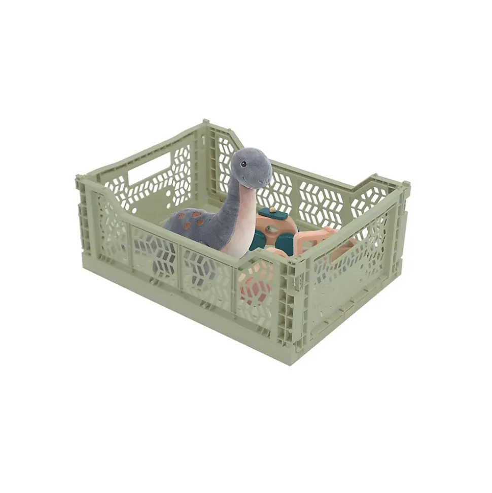 Lot 10 caisses de rangement pliables kaki 40 x 30 x 15 cm