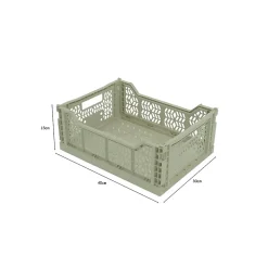 Lot 10 caisses de rangement pliables kaki 40 x 30 x 15 cm