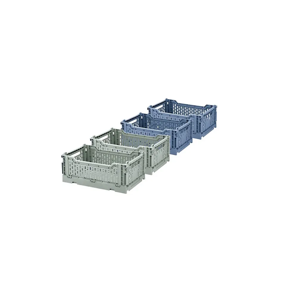 Lot 4 caisses de rangement pliables bleu et vert 27 x 17 x 10,5 cm