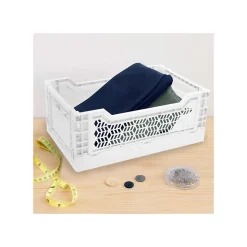 Lot 10 caisses de rangement pliables blanc 26,5 x 17 x 10,5 cm