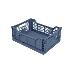 Lot 4 caisses de rangement pliables bleu et terracotta 40 x 30 x 15 cm