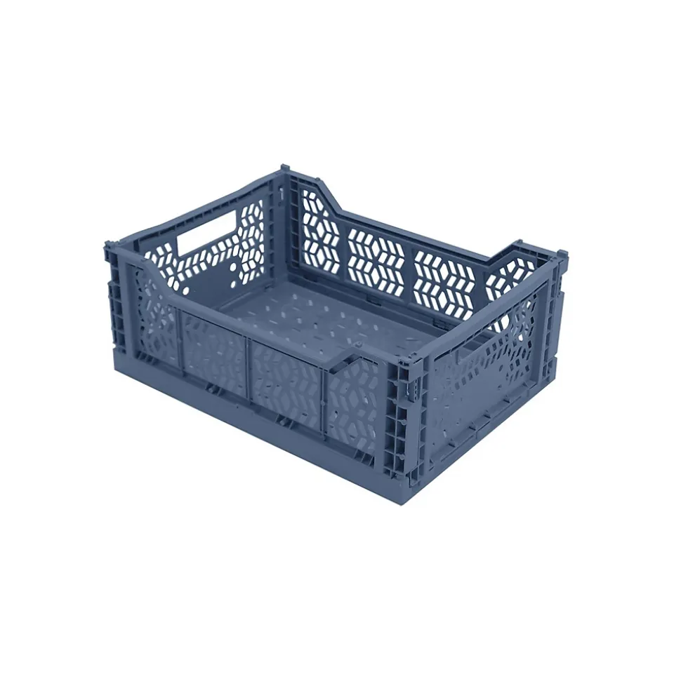 Lot 4 caisses de rangement pliables bleu et terracotta 40 x 30 x 15 cm