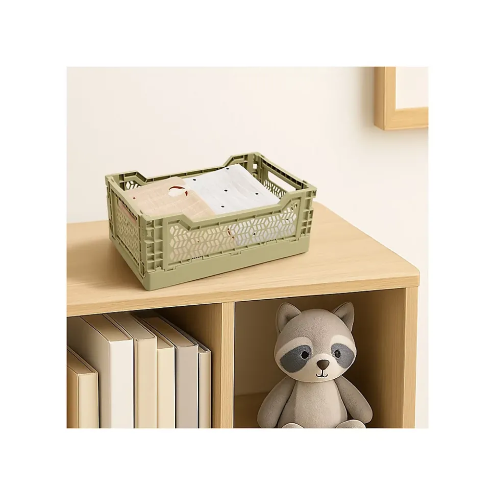 Lot 10 caisses de rangement pliables jaune 26,5 x 17 x 10,5 cm