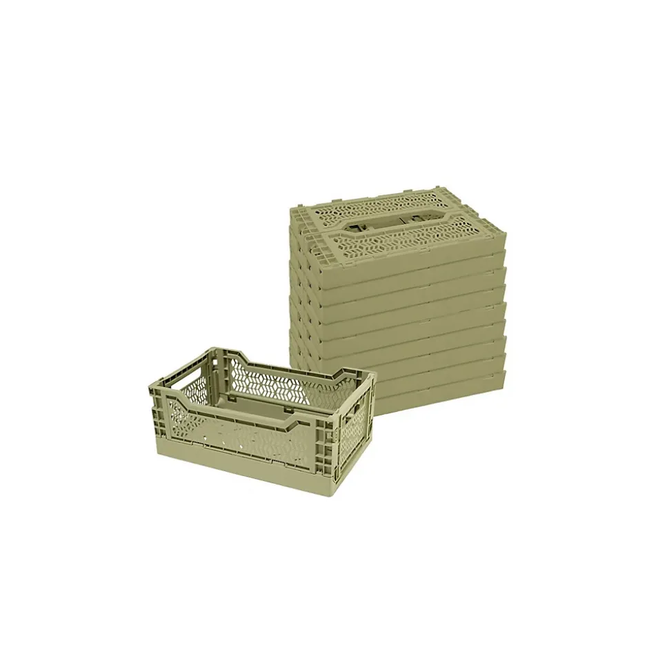 Lot 10 caisses de rangement pliables jaune 26,5 x 17 x 10,5 cm