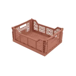 Lot 4 caisses de rangement pliables gris, terracotta 40 x 30 x 15 cm