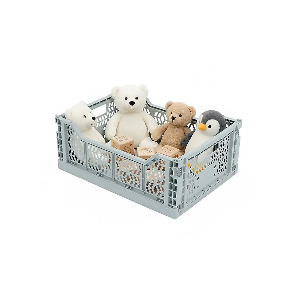 Lot 4 caisses de rangement pliables gris, terracotta 40 x 30 x 15 cm