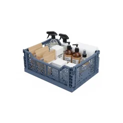 Lot 4 caisses de rangement pliables bleu, terracotta 27 x 17 x 10,5 cm