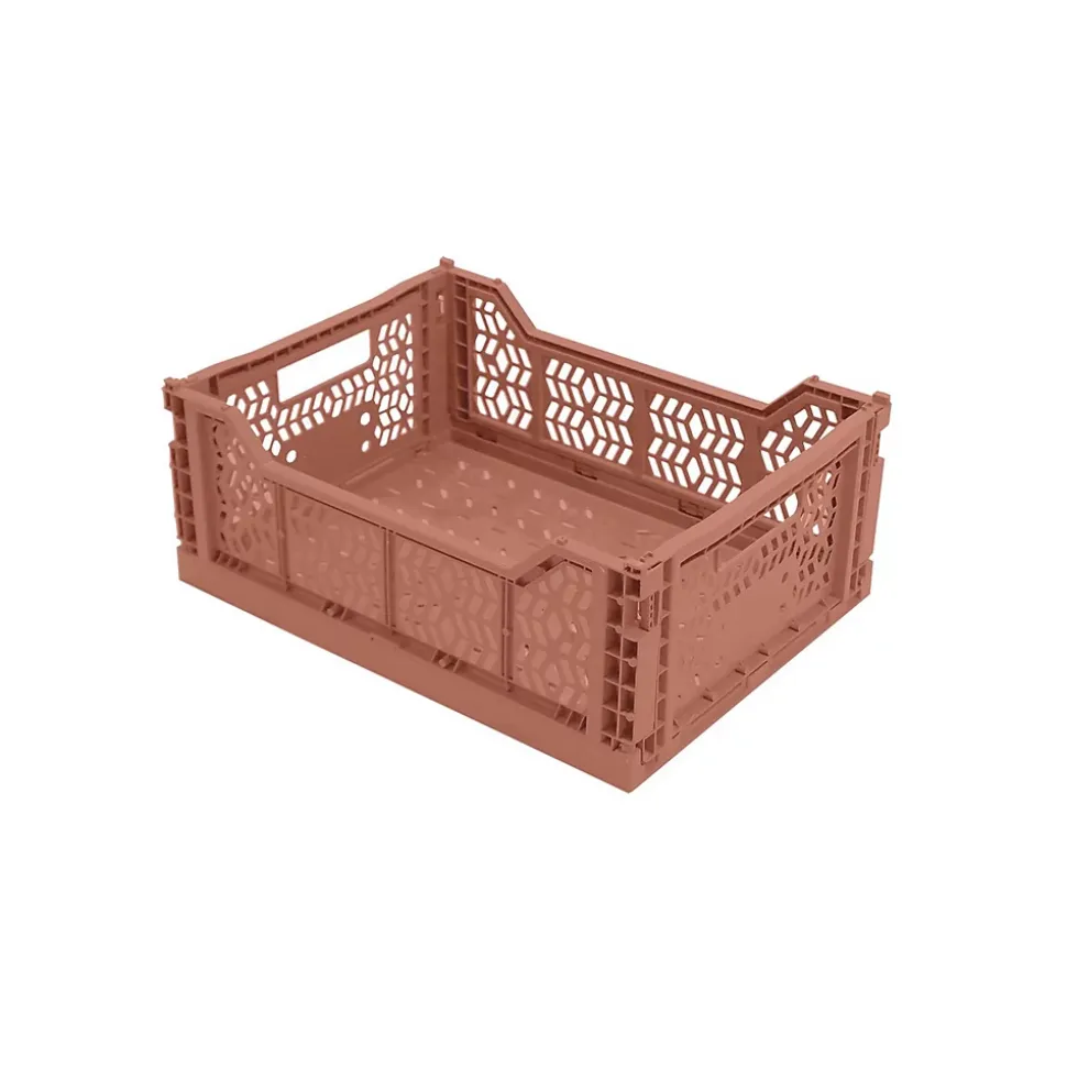 Lot 4 caisses de rangement pliables bleu, terracotta 27 x 17 x 10,5 cm