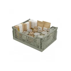 Lot 4 caisses de rangement pliables terracotta, vert 40 x 30 x 15 cm