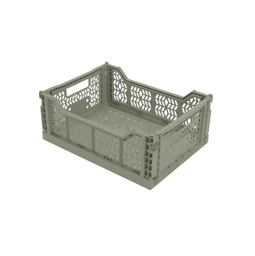 Lot 4 caisses de rangement pliables terracotta, vert 40 x 30 x 15 cm