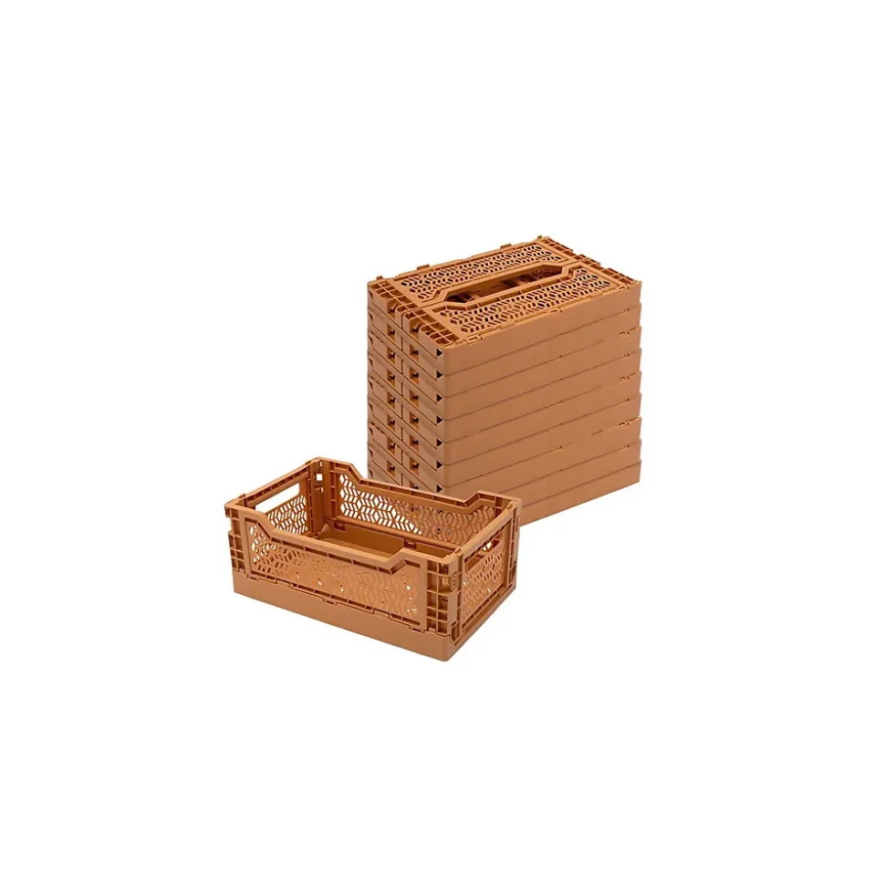 Lot 10 caisses de rangement pliables terracotta 40 x 30 x 15 cm