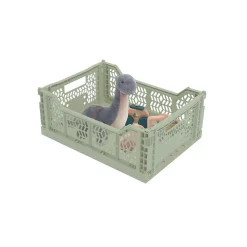 Lot 10 caisses de rangement pliables vert clair 40 x 30 x 15 cm
