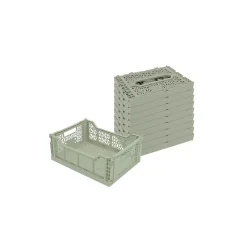 Lot 10 caisses de rangement pliables vert clair 40 x 30 x 15 cm