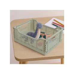 Lot 10 caisses de rangement pliables vert clair 40 x 30 x 15 cm