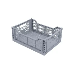 Lot 4 caisses de rangement pliables plastique gris 40 x 30 x 15 cm