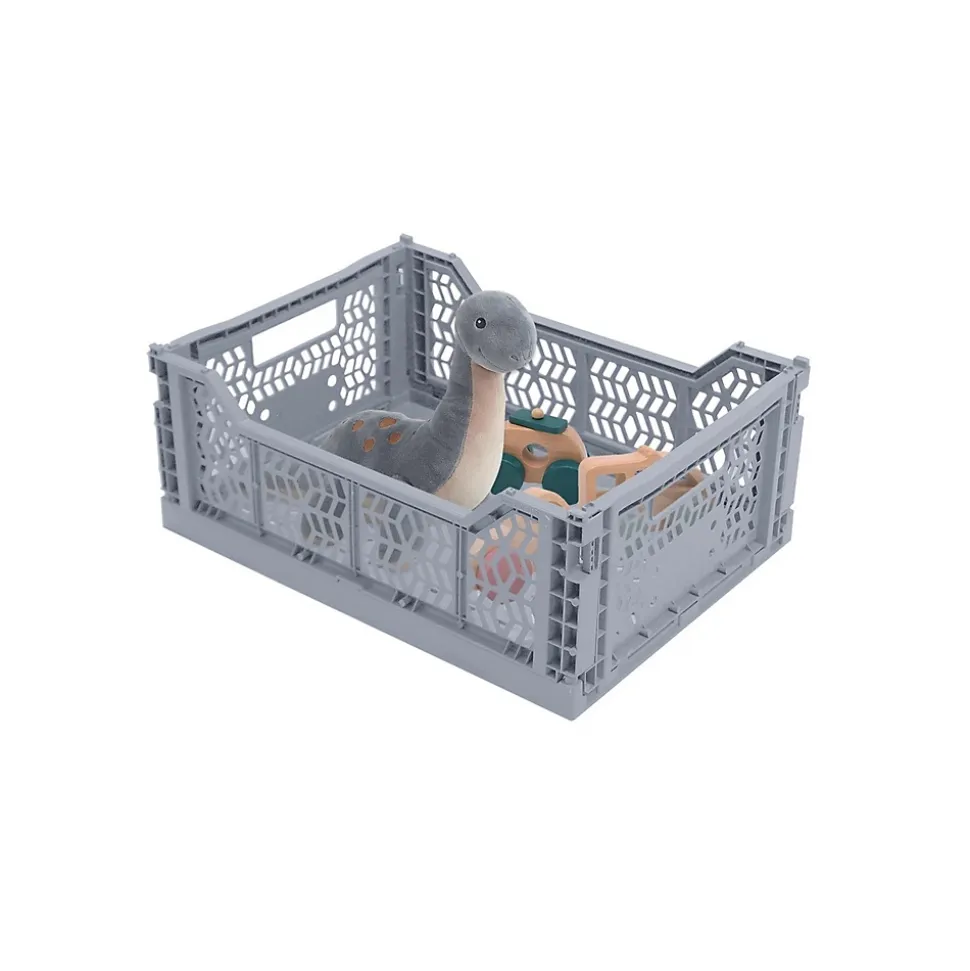Lot 4 caisses de rangement pliables plastique gris 40 x 30 x 15 cm