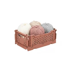 Lot 4 caisses de rangement pliables terracotta, vert 27 x 17 x 10,5 cm