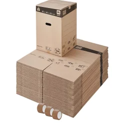 Lot 60 cartons déménagement L haut - 40 x 40 x 60 cm - Poignées renforcées - 3 adhésifs offerts