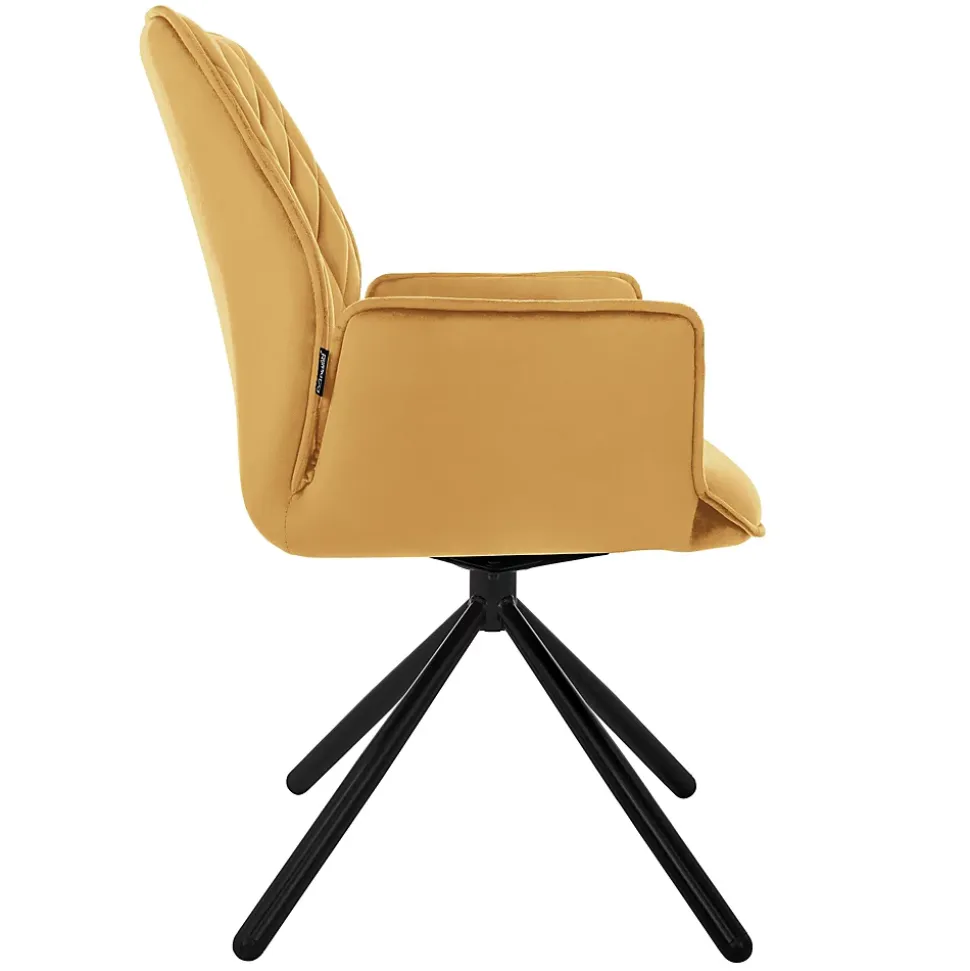 Lot 2 Chaise salle à manger jaune moutarde velours pivotant position automatique