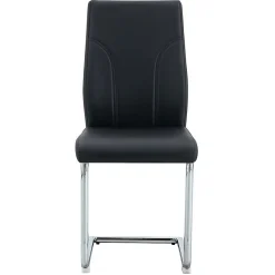 Lot 2 Chaises PU Noir, Pied Argenté, Bureau/Restaurant