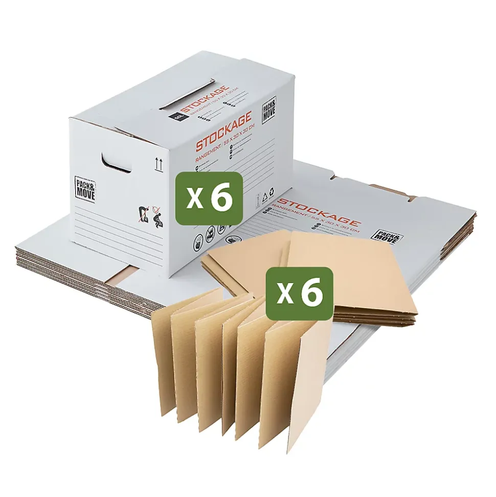 Lot 120 croisillons de calage déménagement avec carton - 55 x 30 x 30 cm - Pour assiettes et cadres - Carton renforcé