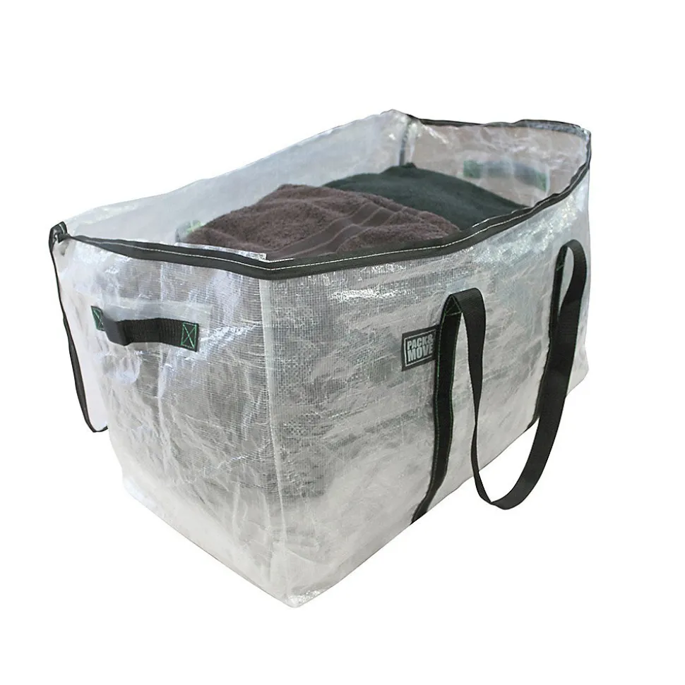 Lot 8 grands sacs déménagement transparent, rangement et transport ultra résistant - Réutilisable - Poignées solides - 100L