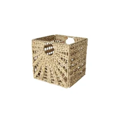 Lot 8 paniers pliales jonc de mer naturel motif soleil 31x31x31 cm
