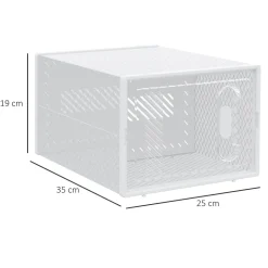 Lot de 18 boites cubes rangement à chaussures modulable avec portes transparentes - dim. 25L x 35l x 19H cm - PP blanc transparent