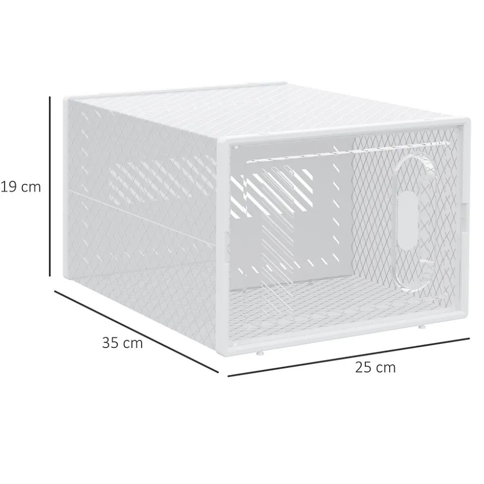 Lot de 8 boites cubes rangement à chaussures modulable avec portes transparentes - dim. 25L x 35l x 19H cm - PP blanc transparent