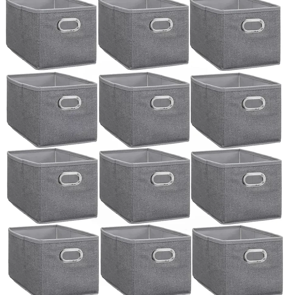 Lot de 12 Boites de rangement en tissu avec poignée