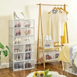 Lot de 18 boîtes à chaussures en plastique transparents empilables