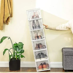 Lot de 18 boîtes à chaussures en plastique transparents empilables