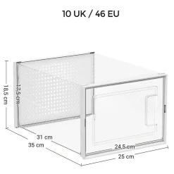 Lot de 18 boîtes à chaussures en plastique transparents empilables