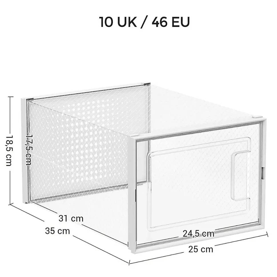 Lot de 18 boîtes à chaussures en plastique transparents empilables