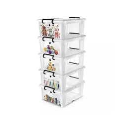 Lot de 5 boîtes à jouets ouverture devant 5 x 20 litres