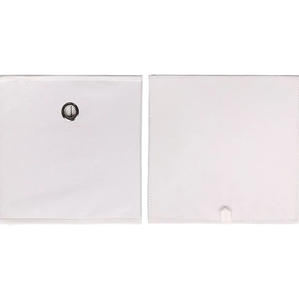 Lot de 2 boîtes de rangement ELA, en tissu blanc