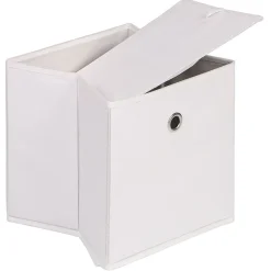 Lot de 2 boîtes de rangement ELA, en tissu blanc