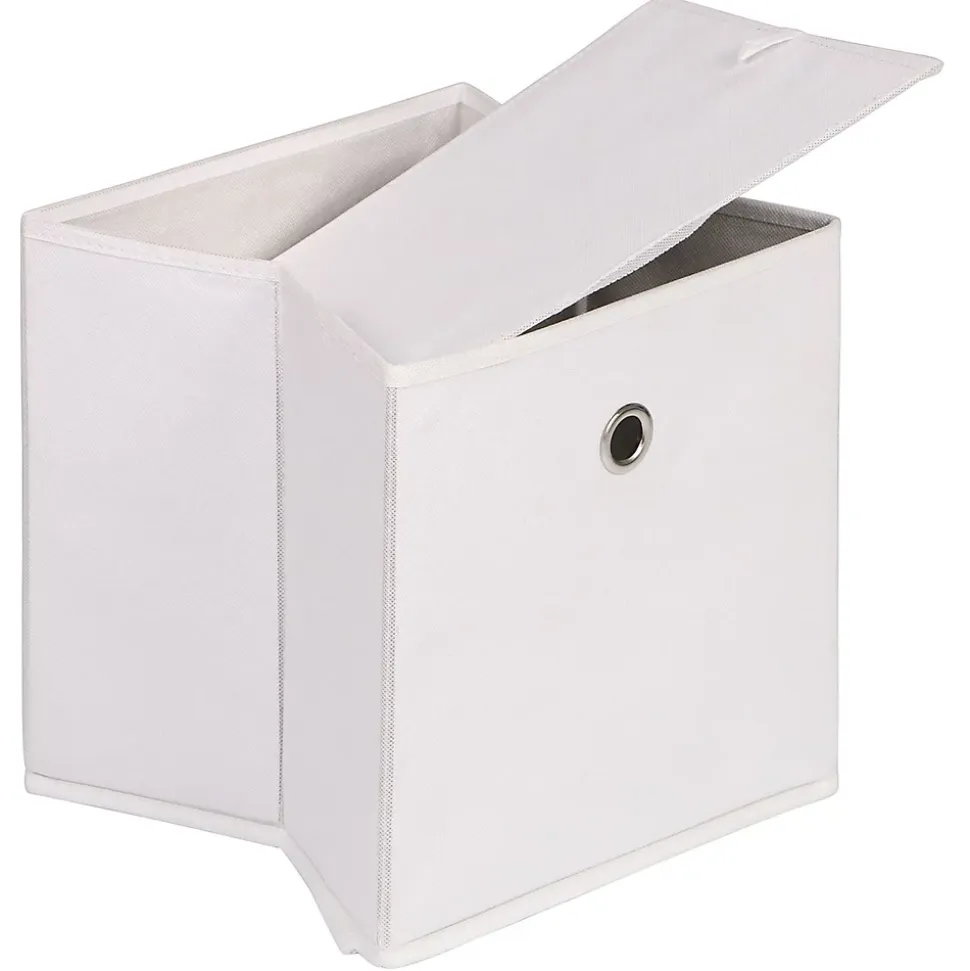 Lot de 2 boîtes de rangement ELA, en tissu blanc