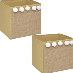 Lot de 2 Boîtes de rangement enfant avec 5 Pompons