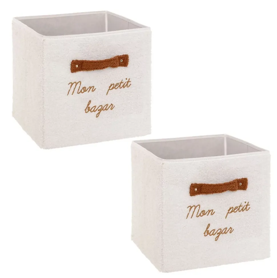 Lot de 2 boîtes de rangement en bouclette MON PETIT BAZAR