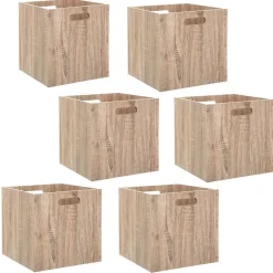 Lot de 6 Boîtes de rangement effet bois en MDF Mix n' modul