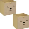 Lot de 2 Boîtes de rangement enfant effet jute Animal
