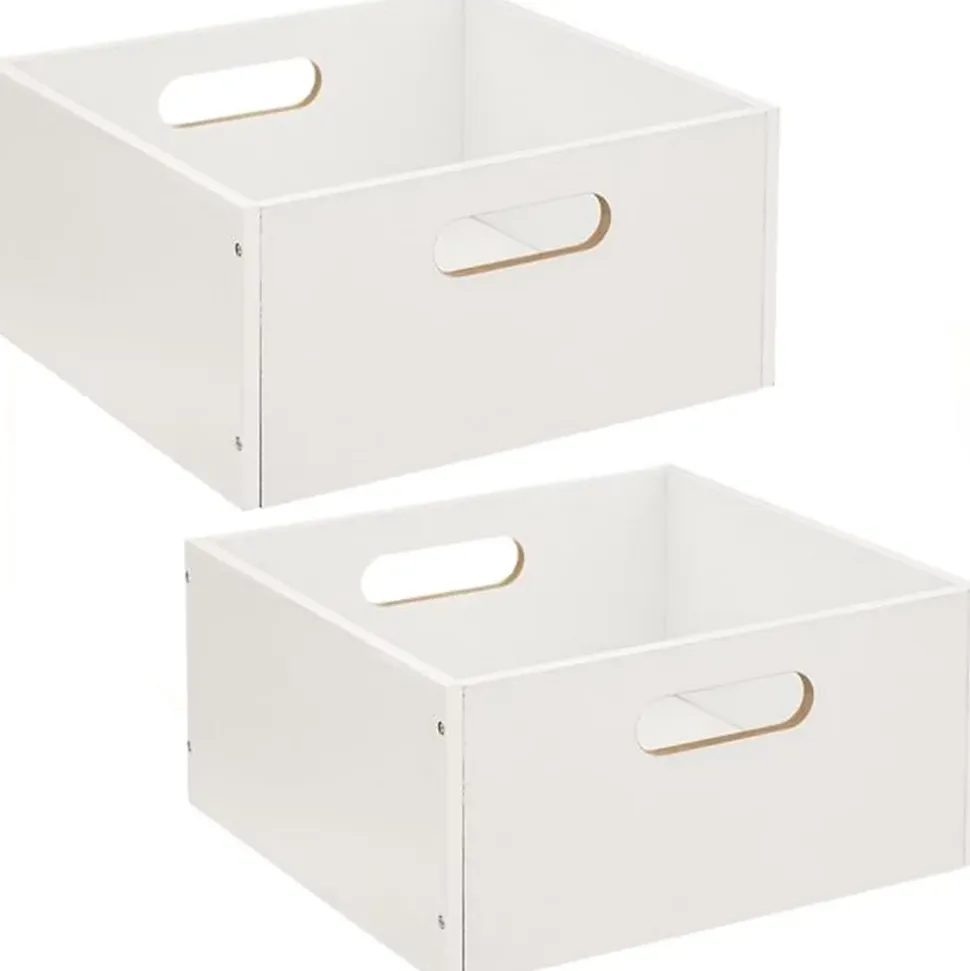 Lot de 2 Boîtes de rangement carrée en MDF