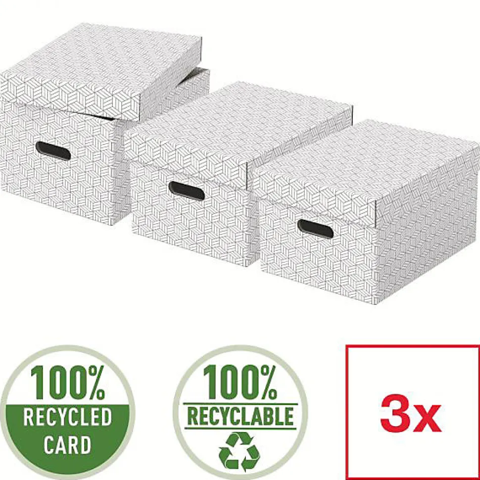 Lot de 3 boîtes en carton élégantes Home M - Blanc
