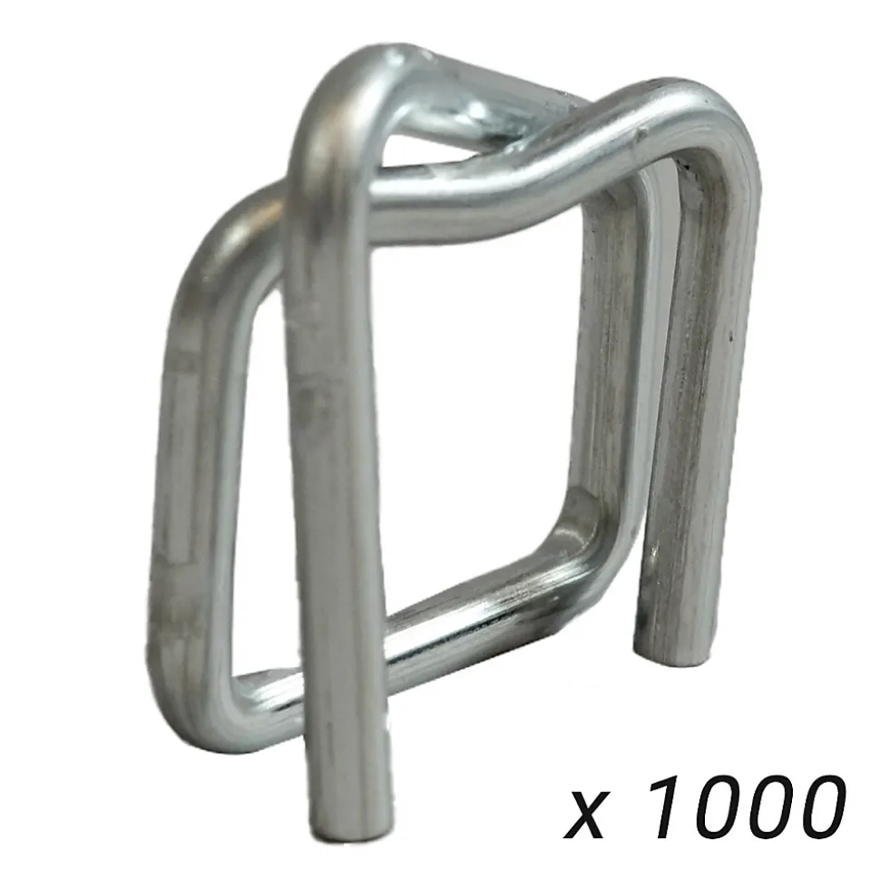 Lot de 1000 Boucles pour Feuillard de cerclage 19 mm - Qualité PRO TECPLAST BC - Boucles autobloquantes en acier galvanisé