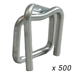 Lot de 500 Boucles pour Feuillard de cerclage 16 mm - Qualité PRO TECPLAST BC - Boucles autobloquantes en acier galvanisé