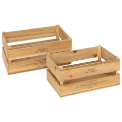 Lot de 2 cagettes Little cottage bois L30/35cm - Atmosphera