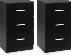 Lot de 2 Caisson de Bureau avec 3 Tiroirs Classeur de Dossiers Durable et Multifonctionnel