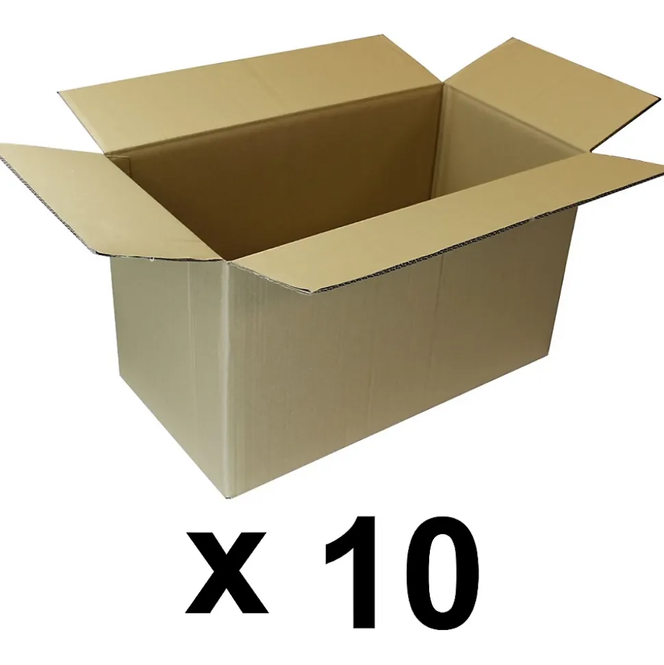 Lot de 10 cartons de déménagement double cannelure - 53 x 28 x 30 cm - GT MARKET