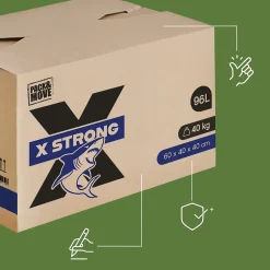 Lot de 15 Cartons Déménagement X Strong - 60 x 40 x 40 cm - Charge 40 kg - Extrême Résistance - Grande Capacité